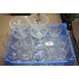 A quantity of glass including large drinking glasses, four large sundae dishes,