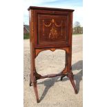 An Edwardian free-standing Mahogany inlaid upright Bureau,