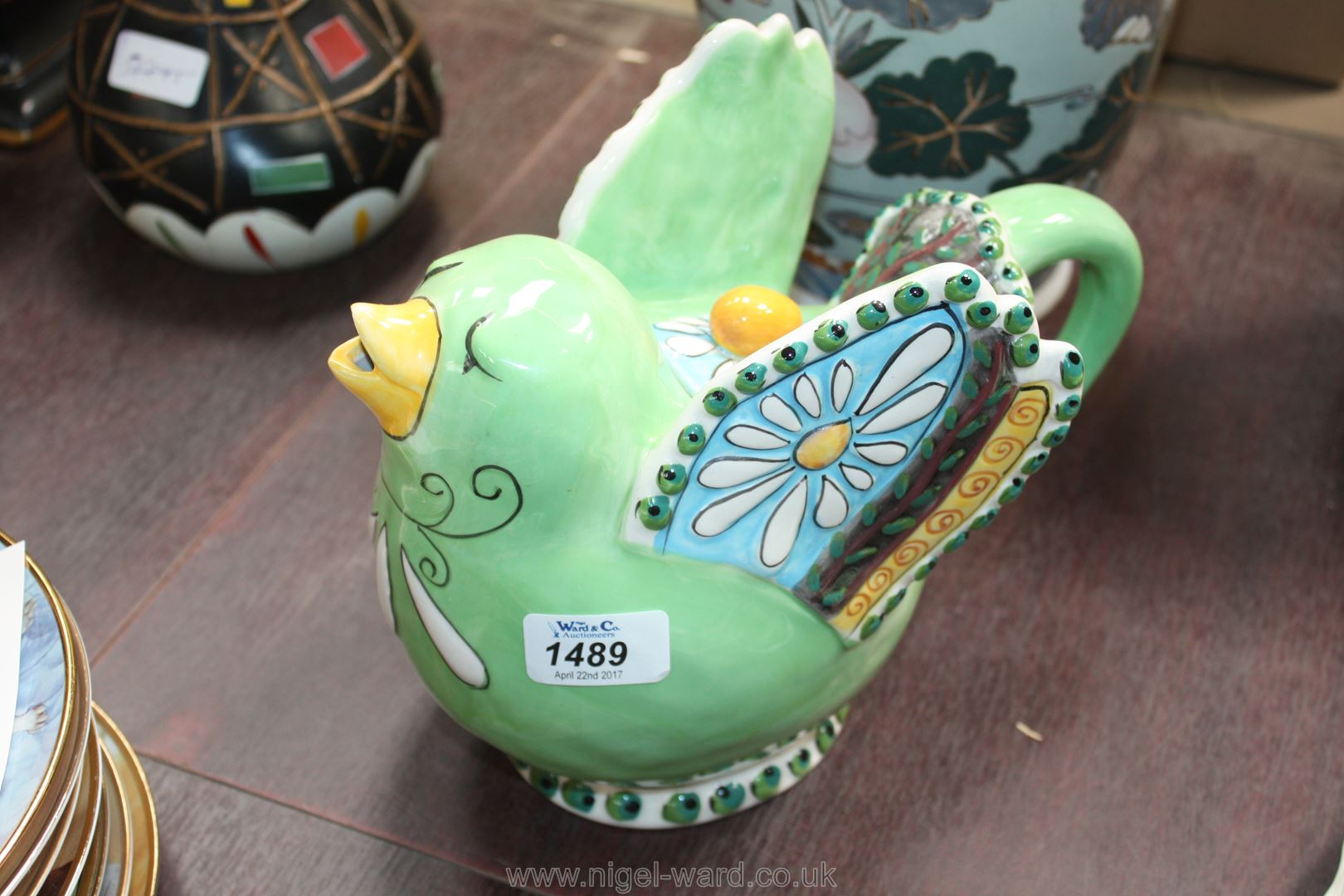 A decorative Teapot in the form of a stylised bird by Heather Goldminc