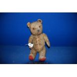 A mohair Teddy Bear with articulated arms and legs, 16'' tall.