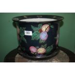 A decorative peach pattern Oriental style Planter and Saucer