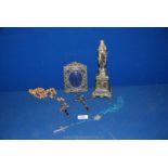 A French metal Souvenir of Lourdes, small photo frame,