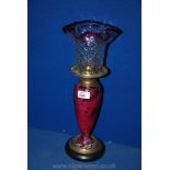 A Red marbled effect glass Oil Lamp and miscellaneous glass shade