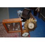 Three Clocks including an eight day Smiths Wall Clock, Toshiba Quartz Wall Clock,