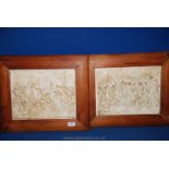 A pair of 3D Plaster Plaques depicting Battle scenes signed H. Lavestre, as found.