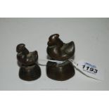 Two very early Burmese Hintha bird opium weights,