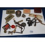 Miscellaneous items to include military Uniform Badges, silver top, Coronation Medal, beads, etc,