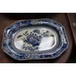 A blue and white transfer printed rectangular Pearlware pottery Dish,