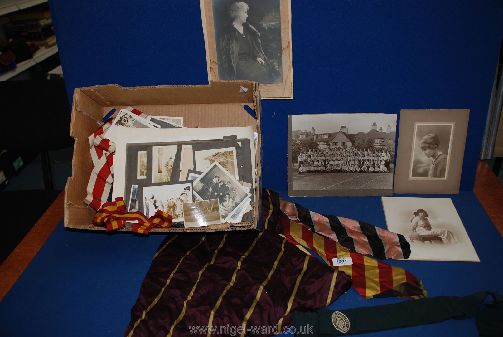 A quantity of Victorian and Edwardian Photographs with old school ties including contemporary