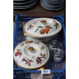 Two Royal Worcester 'Evesham' dishes and two egg coddlers