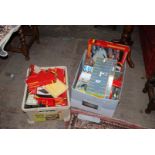 A box of Hornby and other 00 gauge Accessories including level crossings, buildings,