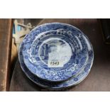 Eight 'Italian' Spode blue and white Plates