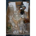 A quantity of glass including Vases, Fairy Light, miscellaneous drinking glasses including sherry,