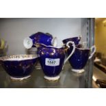 A pretty cobalt blue Royal Standard vintage bone china part Teaset including cake plate,