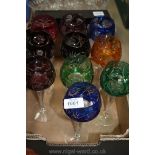 Ten Harlequin Hock Glasses,