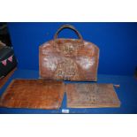 Two old Crocodile Briefcases and a handbag