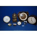 Miscellaneous old Clocks including Schwebegang, Smiths, Babyben, Westclox,