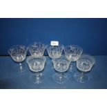 Seven stemmed Glasses with engraved decoration