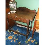 An interesting late 18th/early 19th Oak Side Table, fretcut, shaped upstand back,