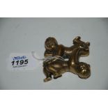 A well cast and finished Chinese polished bronze figurine of the twin boy acrobats, Qing dynasty,