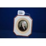 A Miniature on ivory of Gentleman in Ivory frame,