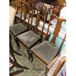 A set of three Edwardian Beech Queen Anne style Chairs with shaped splat back,