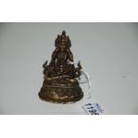 An unusual tiny antique bronze Buddha of fine quality and detail, Tibetan or Nepalese,