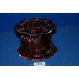 An unusual early 19th century 'Rockingham' treacle glazed Food Warmer sprigged with a shepherdess