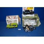 Two Model Cars and a Motorbike including a Burago Talbot Matra Rancho 1:24 (green),