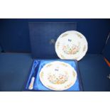 Two Aynsley 'Cottage Garden' Cake Plates with knife (boxed)