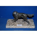 A Bronze Dog figure on a Marble base
