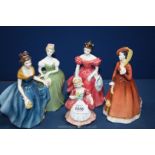 Five Royal Doulton Figurines including Valerie, Clarissa, Winsome,