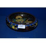 A Chinese Cloisonné Bowl Decorated with Dragons to Outer Edge & Interior,