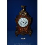 A French Marquetry and Ormolu pendulum Clock with enamel balloon dial, approx 30cm tall,