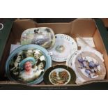 A quantity of mixed display plates including Royal Worcester, Welsh Ribbon Plates,