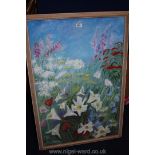 An Oil painting of herbaceous border by Wye Valley artist Mary Edwards c1998,