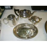 A quantity of plated items including teapot, etc.