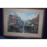 A framed and mounted Eric Bottomley Print of 'Aston Cross, Birmingham', 21'' x 14''.