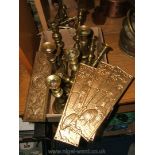 Miscellaneous brass items including door frame finger plates,