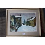 A framed and mounted Watercolour of 'Tremadog under Snow', signed Vaughan Bevan,