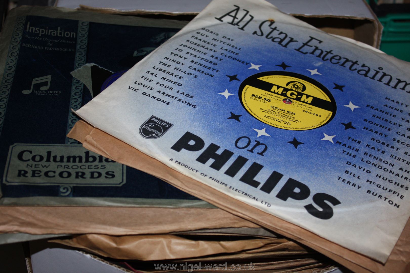 A box of 78 rpm records - Wonderful Copenhagen, etc.