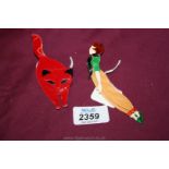 Two LGA Stein Brooches, one in the form of a fox,