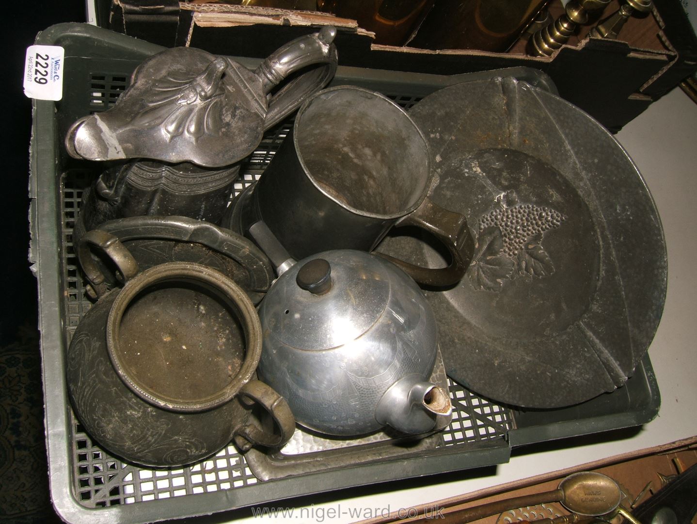 A quantity of Pewter items including a pewter pedestal fruit stand, a cheese dish,
