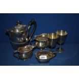 A quantity of silver plated items including coffee pot, cream jug,