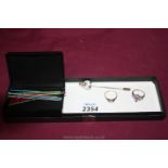 A quantity of Jewellery including silver single stone ring, ring with coloured stones,