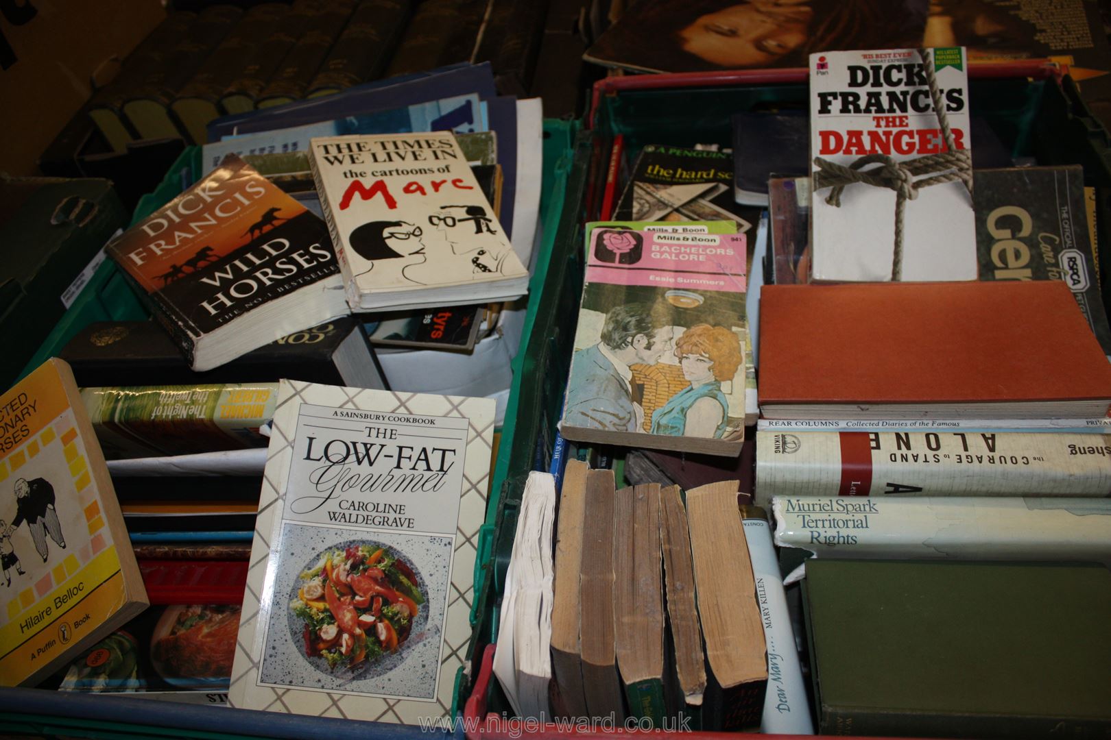 Two boxes of Books incl. cookery, novels, Mills & Boon, etc.