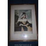 'Mrs William Hope of Amsterdam', a colour Etching by Hodges after Joshua Reynolds.