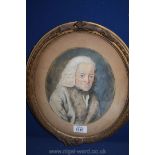 An Oval framed and mounted Pencil/Watercolour depicting a portrait of an elderly Gentleman in fur