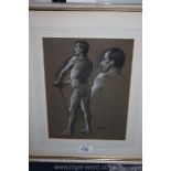 A Pastel study of a Male Nude, signed John,