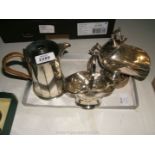 Three plated items including a hot water jug,